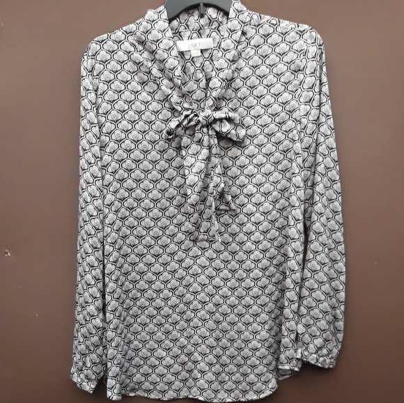 Loft Tie Neck Semi-sheer Blouse Sz S - Picture 1 of 5